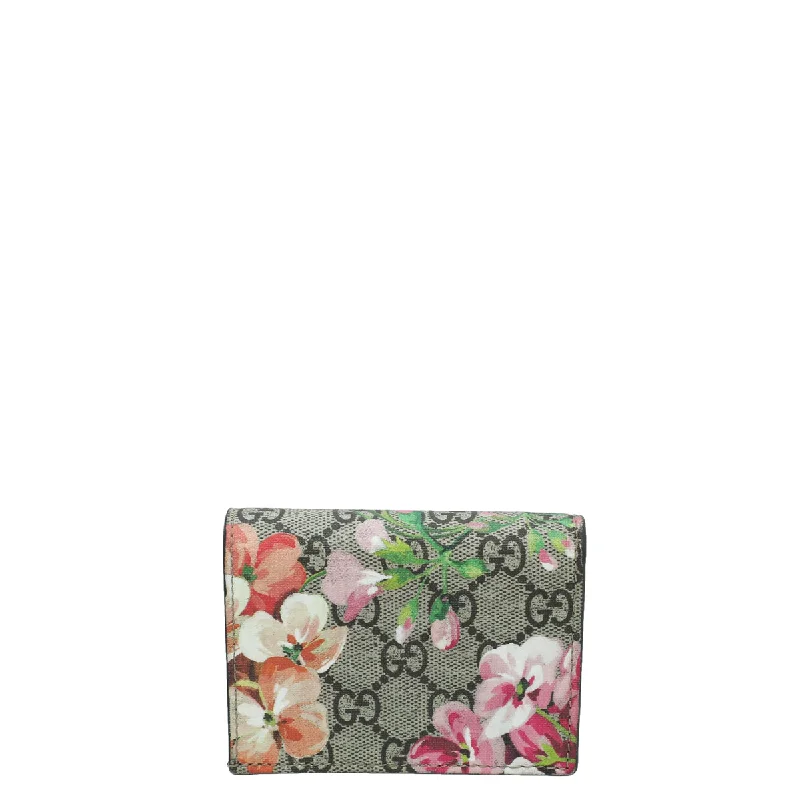 Ladies Gucci shoulder bags with a wide - width strapGucci Bicolor GG Supreme Blooms Card Case Wallet