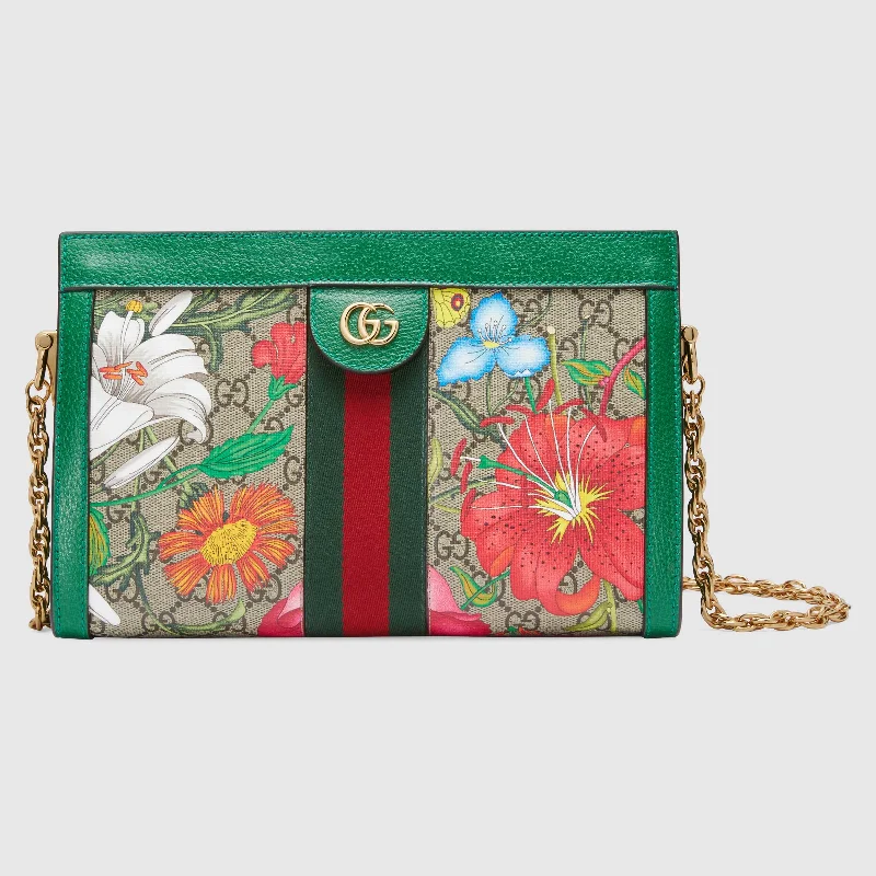 Gucci handbags for women with a metal - framed claspGucci Ophidia GG Flora Small Shoulder Bag Green