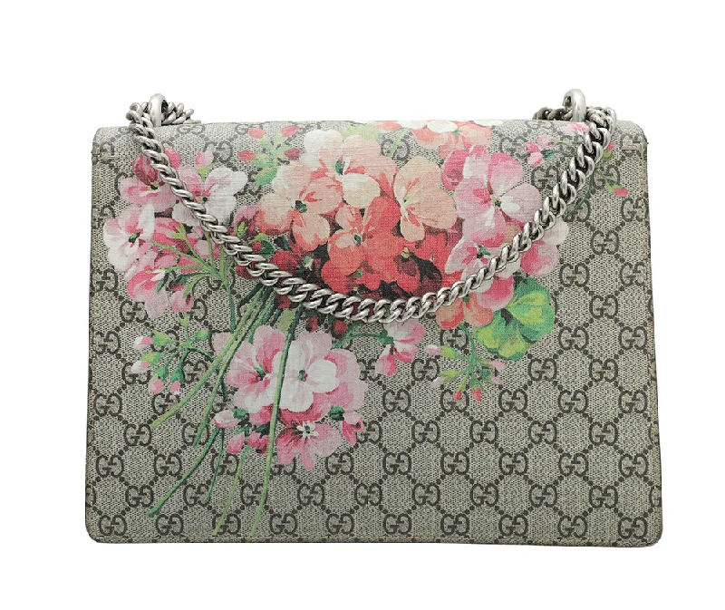 Women Gucci bags with interlocking G hardware for a classic lookGucci Bicolor Dionysus Blooms Medium Bag