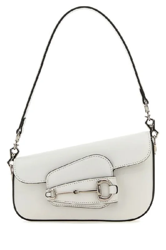 Women Gucci bags with a zippered interior pocketGucci Women White Leather Mini Gucci Horsebit 1955 Handbag