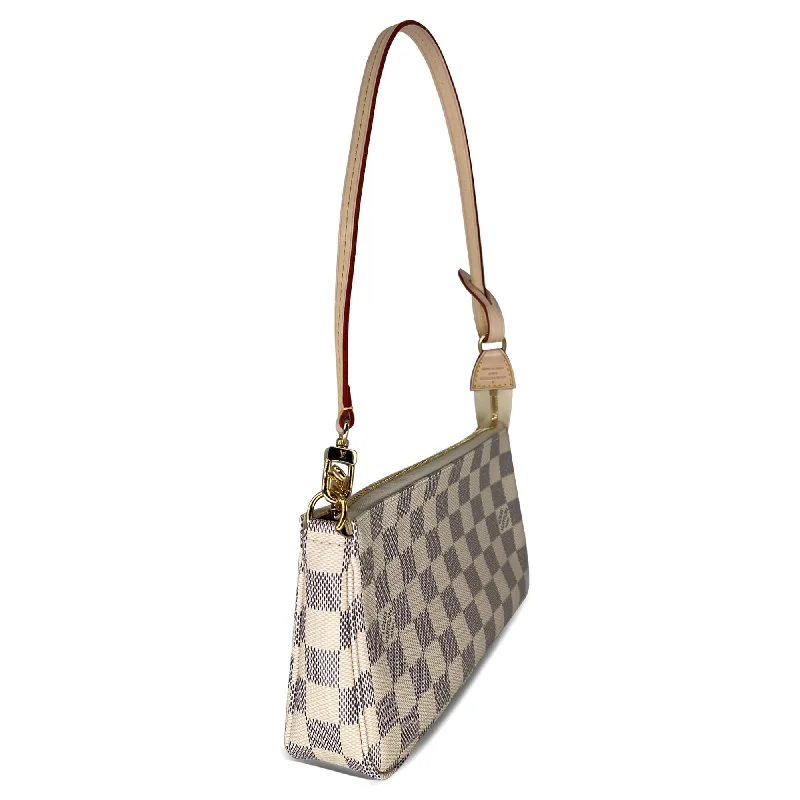 Louis Vuitton handbags with a back - zip pocket for storing valuablesLouis Vuitton Damier Azur pochette accessories