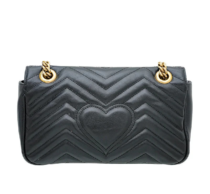 Ladies Gucci handbags with a detachable coin purse insideGucci Black GG Marmont Matelasse Small Bag