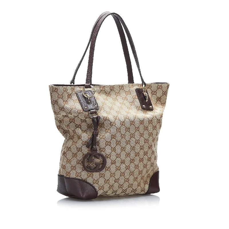 Ladies Gucci Dionysus bags with a chain - link shoulder strapGucci GG Canvas Charm Tote Bag (SHG-cHdxim)