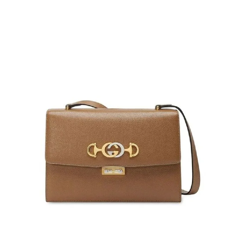 Gucci tote bags for women with a water - resistant coatingGucci Women Zumi Small Brown Textured Leather Shoulder Bag