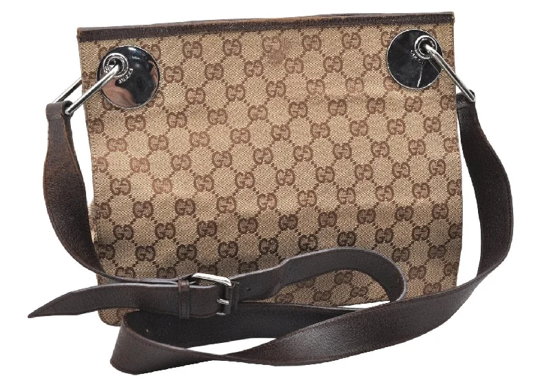 Gucci Dionysus bags for women with tiger - head claspsAuthentic GUCCI Eclipse Shoulder Cross Bag GG Canvas Leather 120841 Brown 3628K