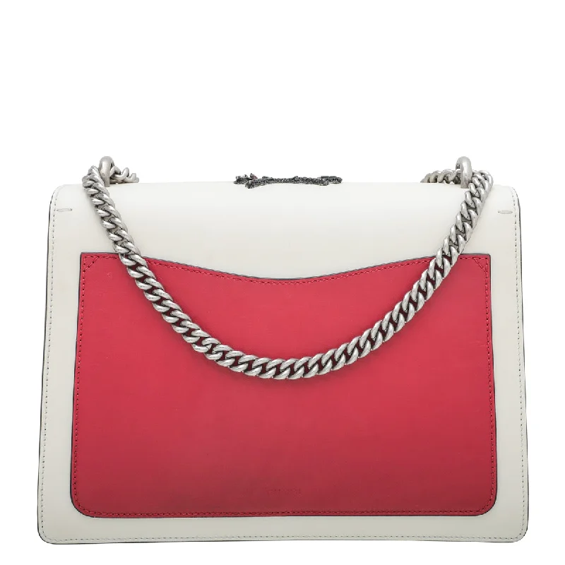 Ladies Gucci shoulder bags with a magnetic - closure flapGucci Tricolor Dionysus Bee Crystal Applique Bag