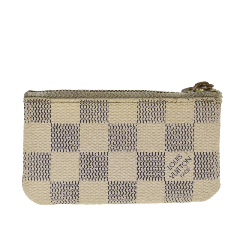 Louis Vuitton bags with a front - flap pocket for quick - access itemsLOUIS VUITTON Damier Azur Pochette Cles Coin Purse N62659 LV Auth 38411