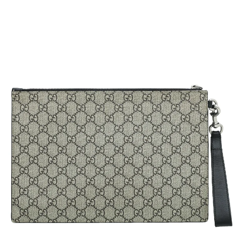 Women Gucci Sylvie bags with a crystal - embellished web stripeGucci Bicolor GG Supreme Bestiary Bee Pouch