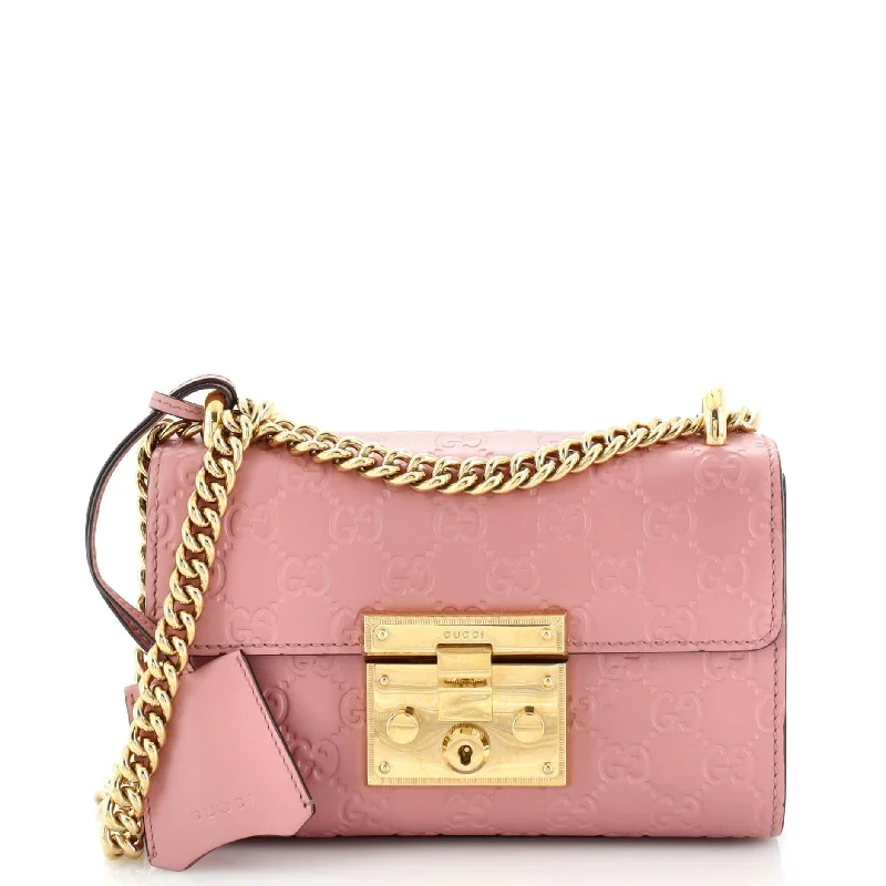 Gucci handbags for women with a patent - leather finishPadlock Shoulder Bag Guccissima Leather