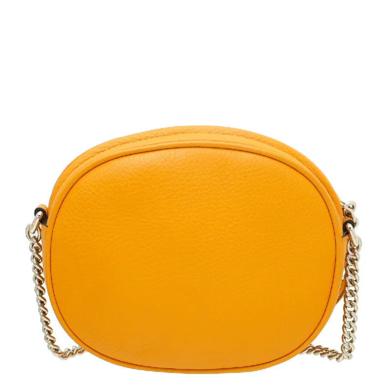 Women Gucci bags with a front - zip pocket for small itemsGucci Orange Soho Tassel Mini Crossbody Bag