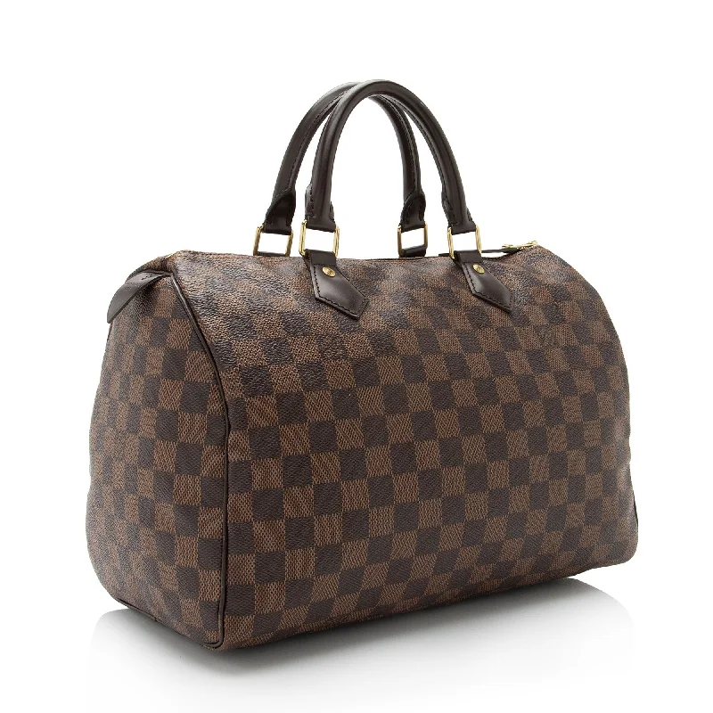 Louis Vuitton handbags with a patent - leather finish for a shiny lookLouis Vuitton Damier Ebene Speedy 30 Satchel (woWUpp)