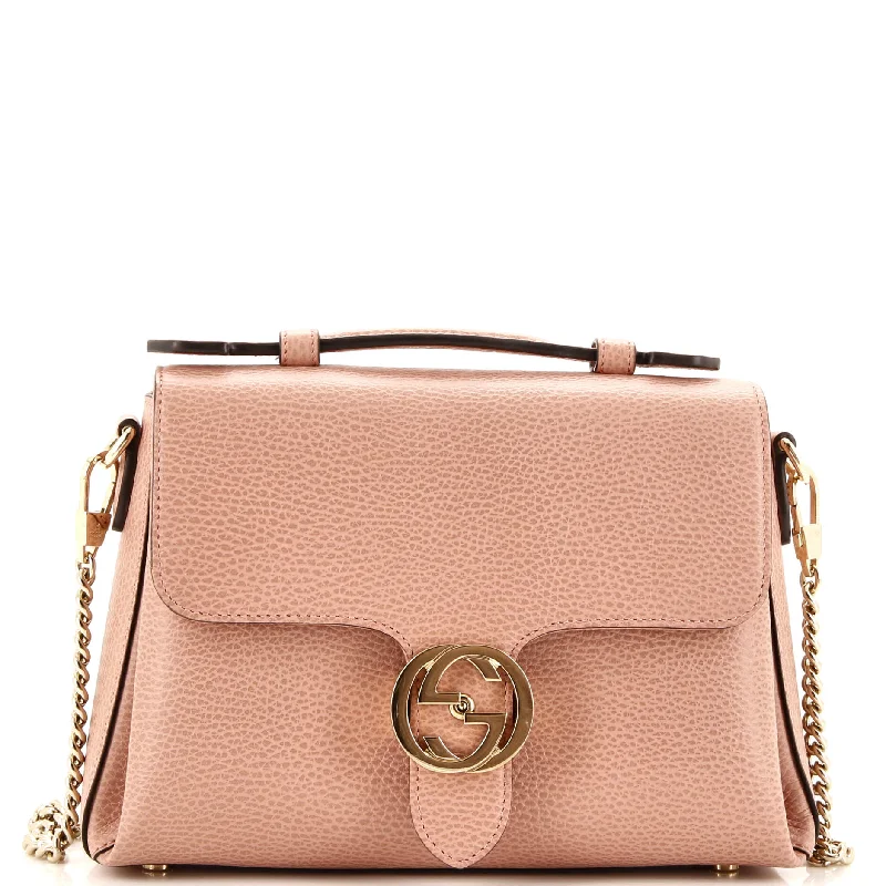 Ladies Gucci handbags with a detachable coin purse insideInterlocking Top Handle Bag Leather Small