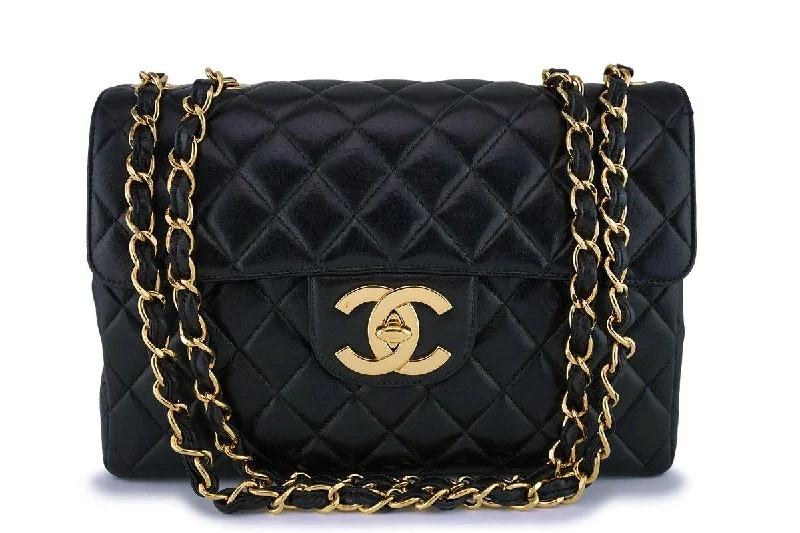 Chanel Classic Flap Bag for Evening Party*rare* Chanel Black Vintage Jumbo Classic Flap Bag 24k GHW