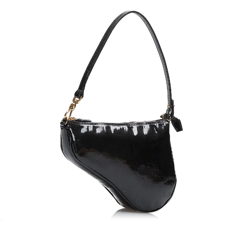 Christian Dior Saddle bags with a distressed leather finishDior Patent Mini Saddle (duLasx)