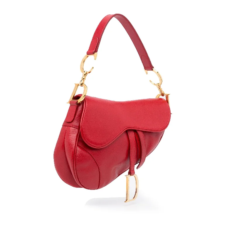 Christian Dior bags with a quilted pattern and gold - toned hardwareDior Saddle Bag Red Calfskin