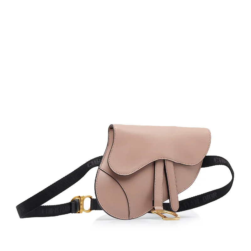 Christian Dior bags with a zip - top closure and multiple compartmentsDior Saddle Belt Bag Pink Leather